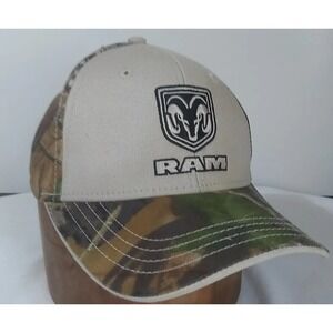 Dodge‎ Ram Baseball Cap Hat Strap Back Hook Loop Camo Tan Embroidered Logo READ